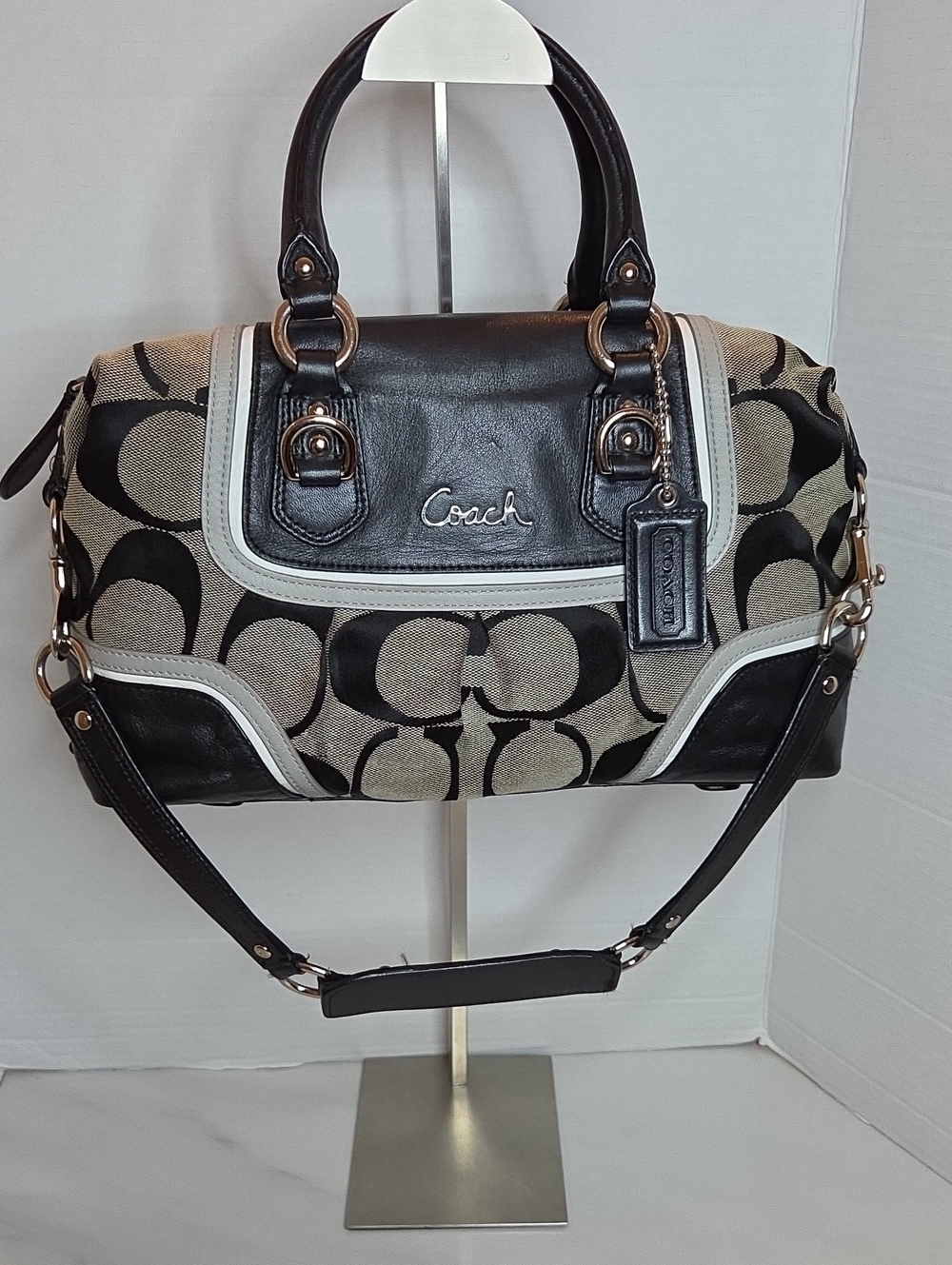 Coach Ashley Signature Satchel Black And Grey - Style # F17447